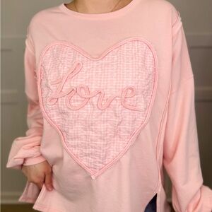 easel Pastel Pink Quilted Heart 'Love' Sweatshirt